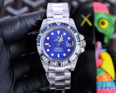 Rolex Submariner 3135 Movement 40mm Blue Diamond Bezel Blue Face SS Band Watch